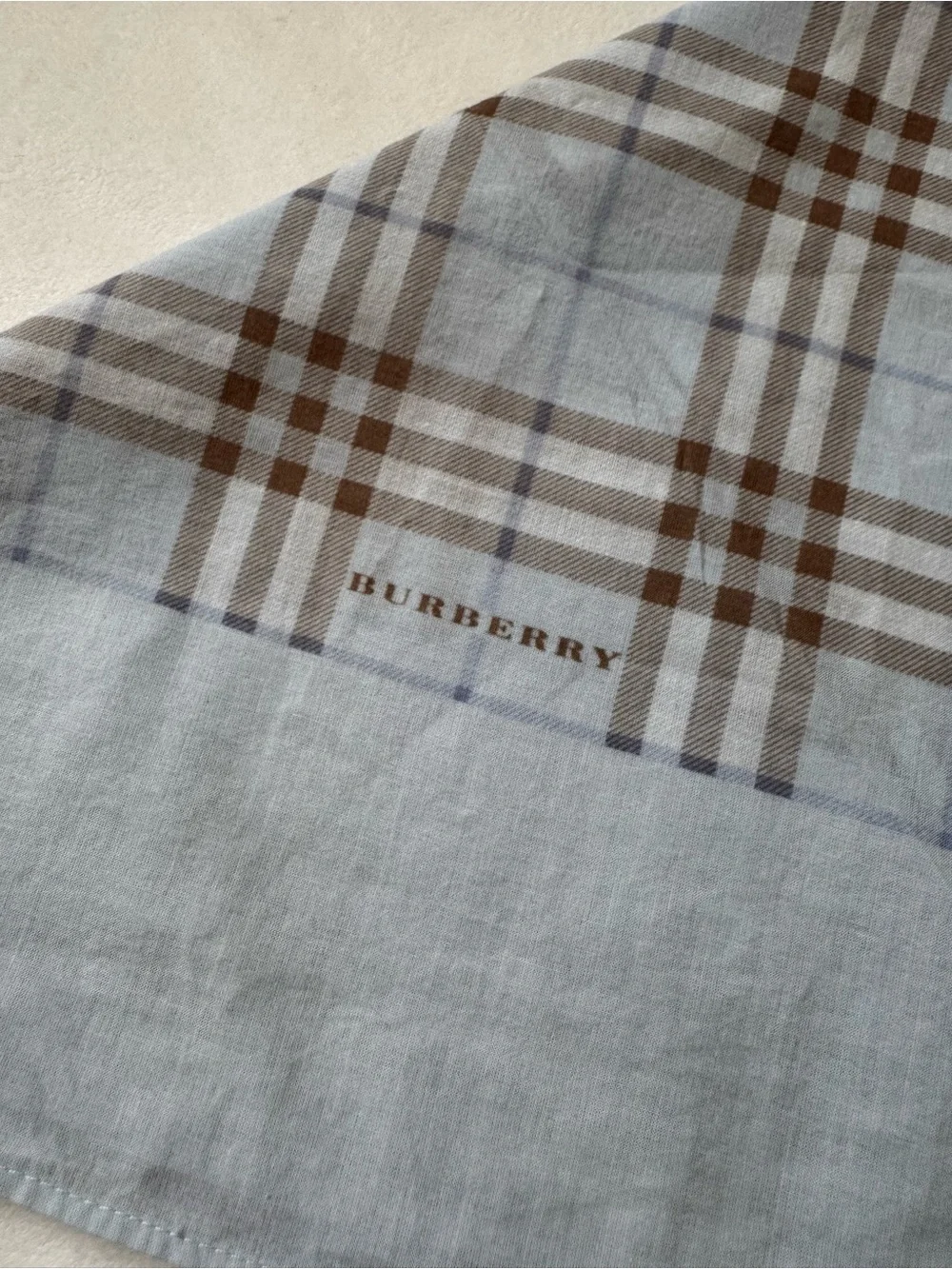 Burberry light Blue and Brown Check Cotton Scarf